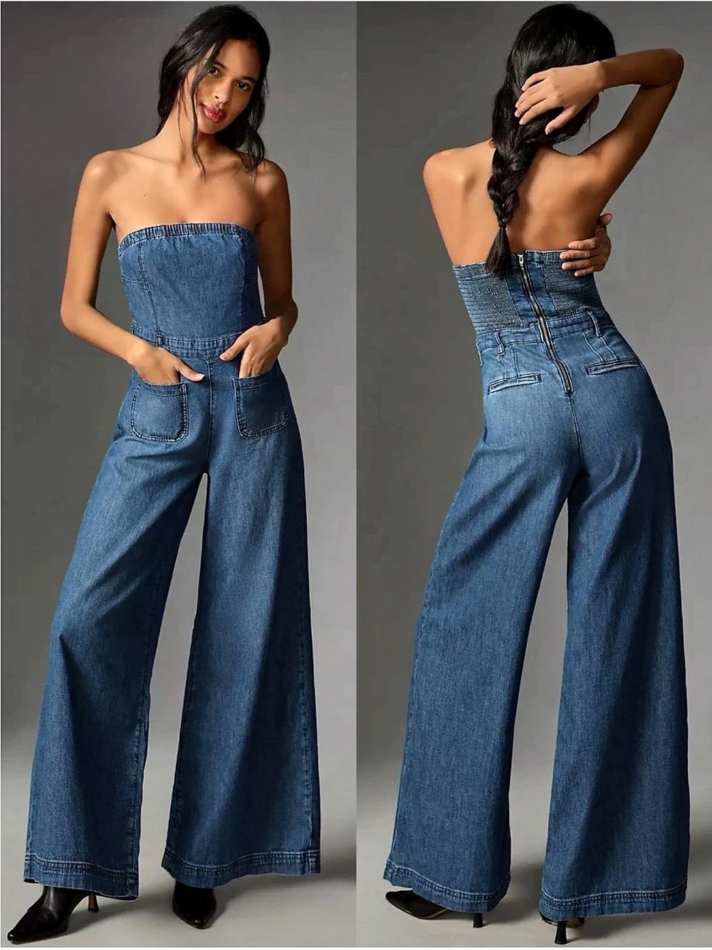 Pilcro Denim Wide Leg Jumpsuit in Blue
